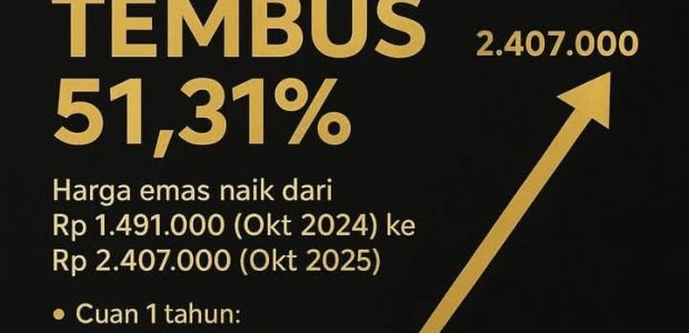 Harga Emas Antam Naik Rp 24.000, Cuan Setahun Tembus 51,31 Persen